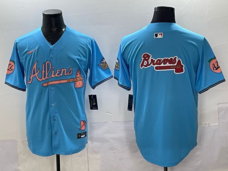 Men Atlanta Braves Nike Blank Light blue 5th generation Joint Name 2025 MLB Jersey 06->atlanta braves->MLB Jersey